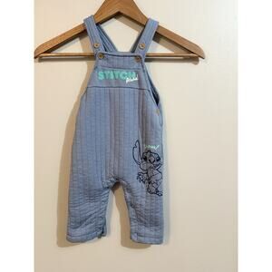 Disney Baby 12M (12 Months) Baby Unisex Stitch Aloha Snap Overalls
